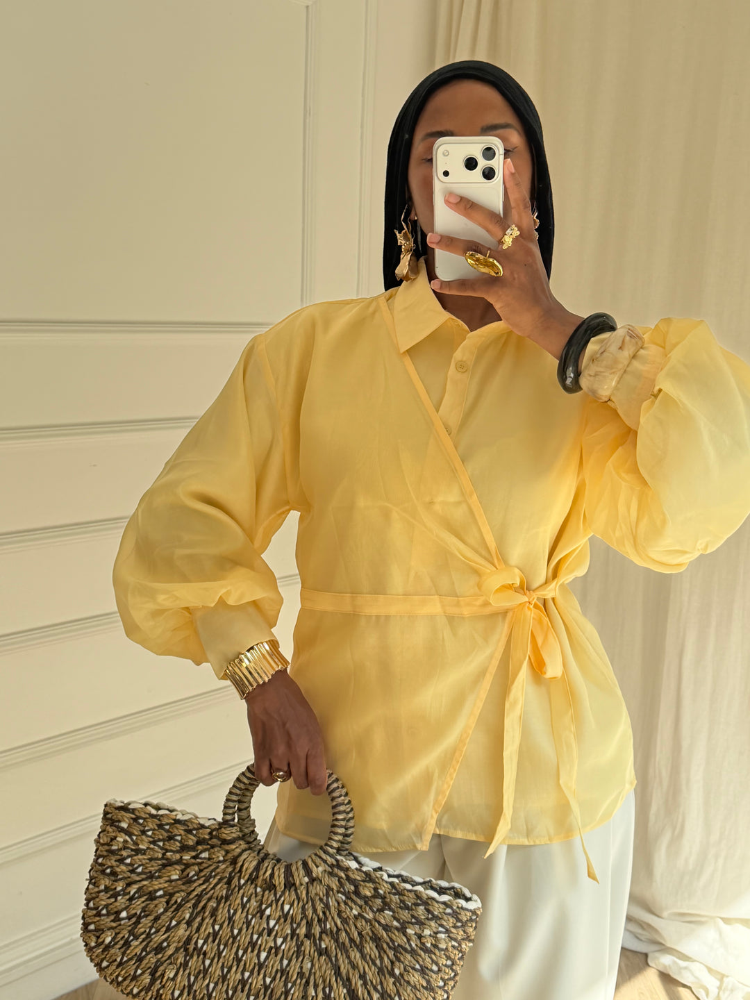 BLOUSE À NOUER JAUNE