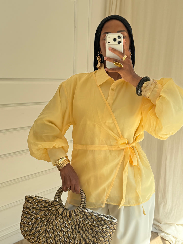 BLOUSE À NOUER JAUNE