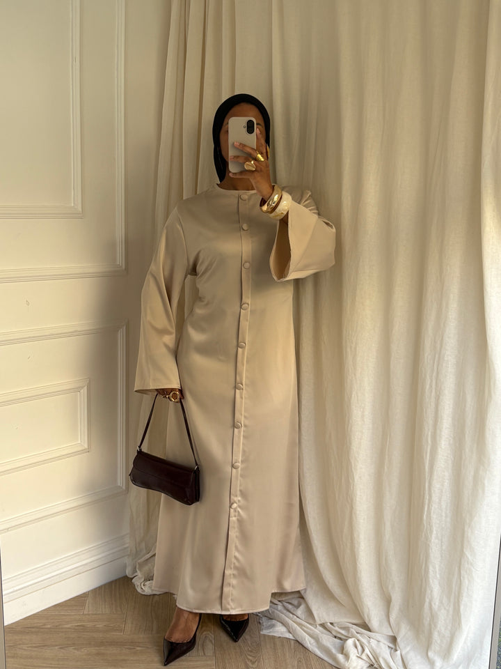 ROBE BOUTONS SATINÉ BEIGE