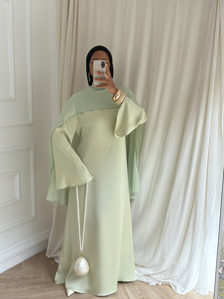 ROBE LUXE CAPE AMOVIBLE VERT D&