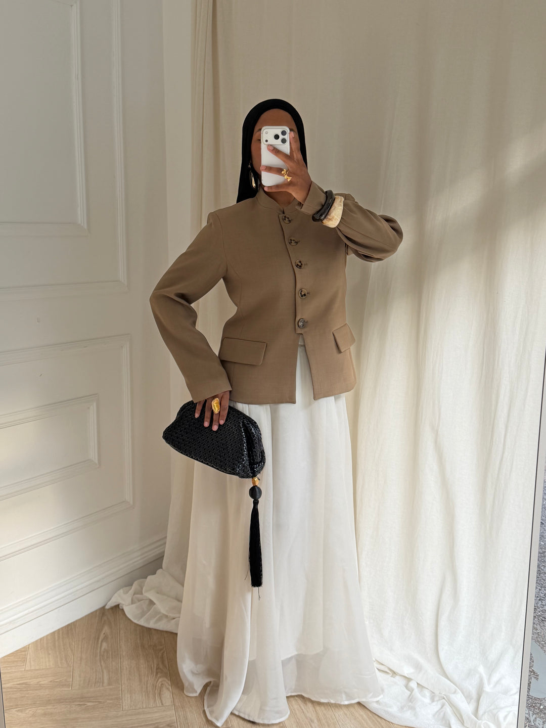 BLAZER PREMIUM COURT À BOUTONS CAMEL