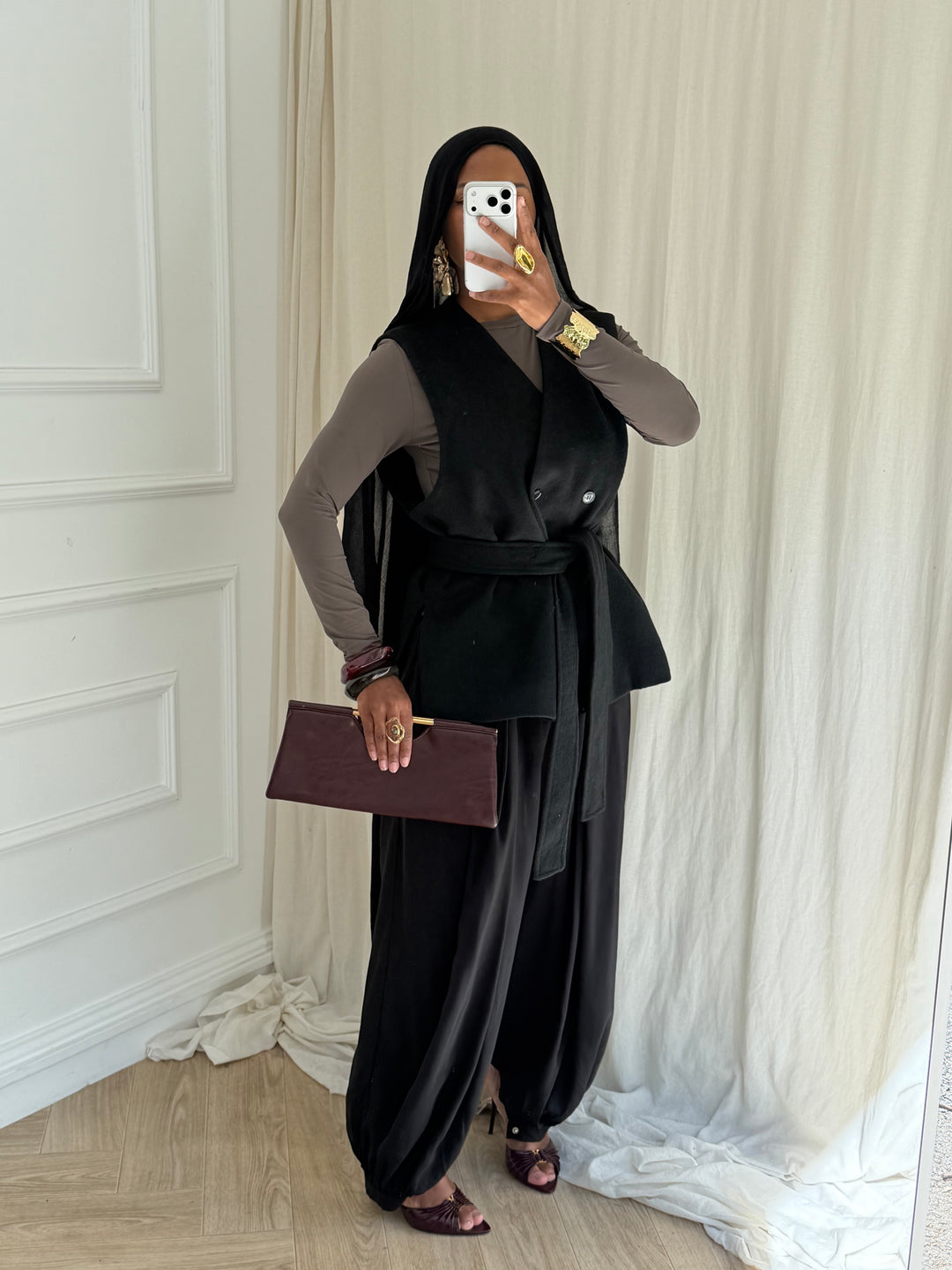 BLAZER PREMIUM SANS MANCHES LAINE NOIR