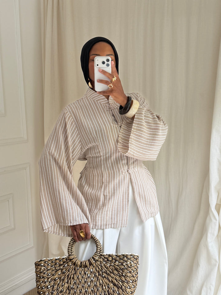 BLOUSE RAYURES HÉLA TAUPE