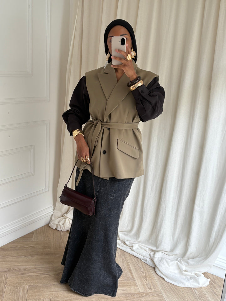 BLAZER PREMIUM SANS MANCHES HADA KAKI