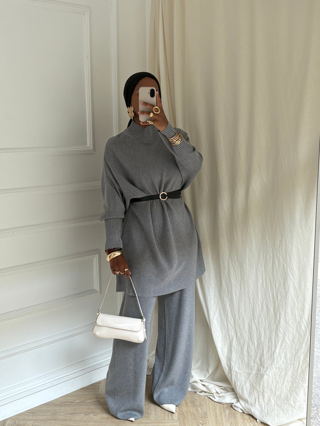 ENSEMBLE PULL CINTRÉ GRIS
