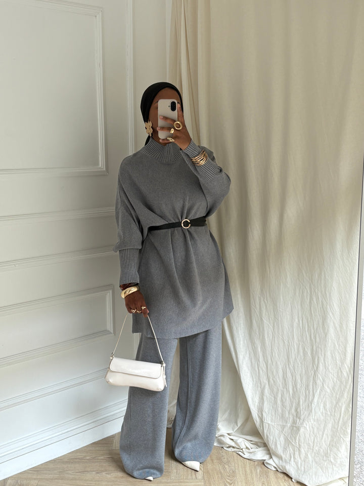 ENSEMBLE PULL CINTRÉ GRIS