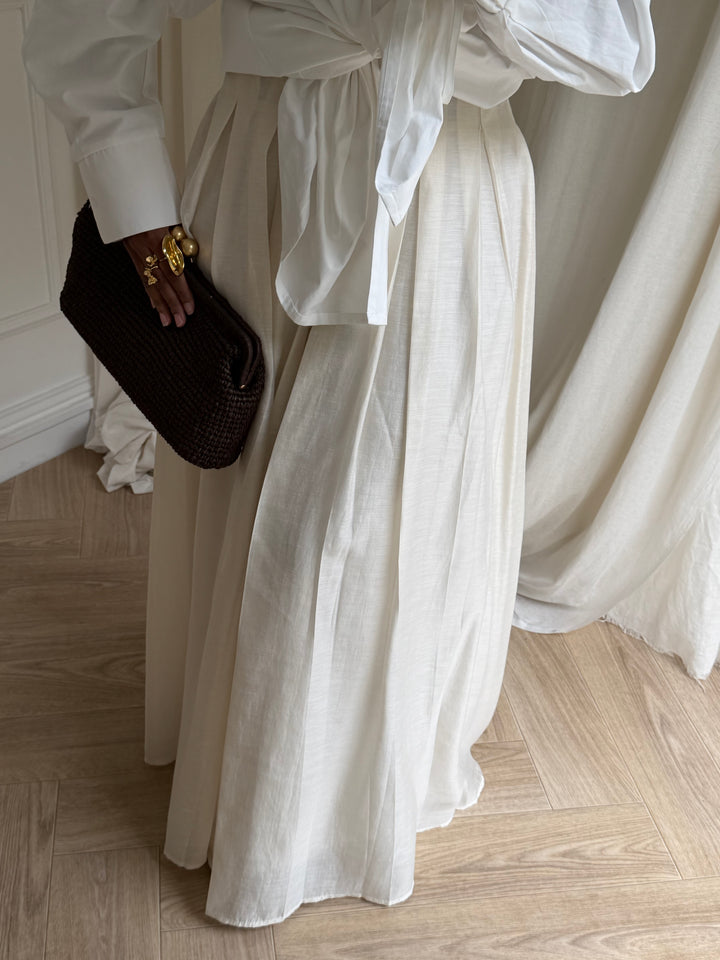 JUPE PLISSÉE LIN BEIGE
