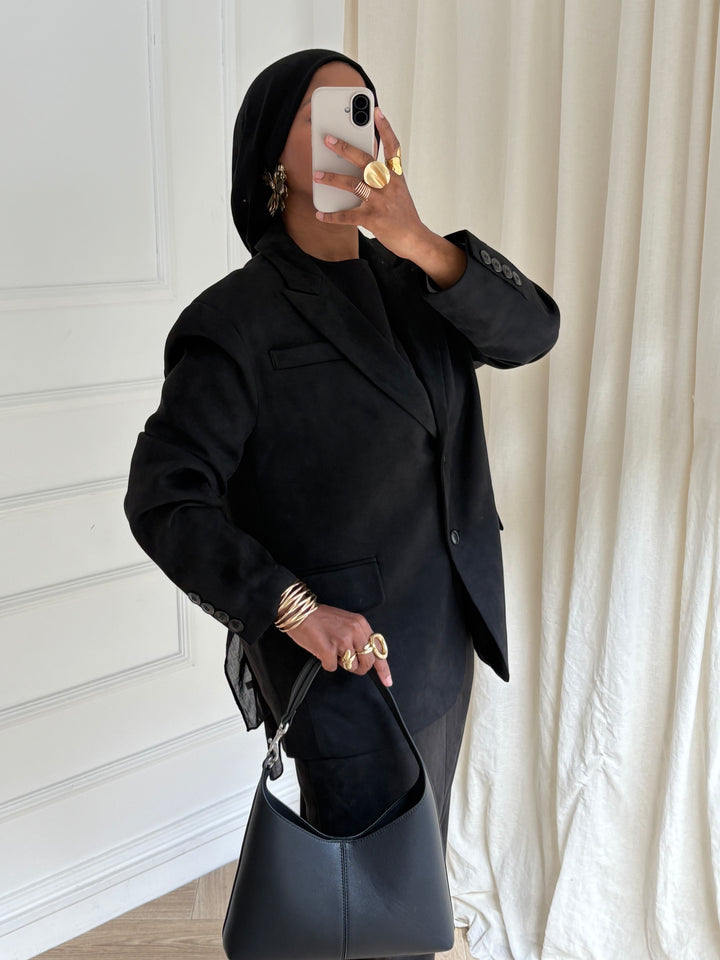 BLAZER SUÉDINE NOIR