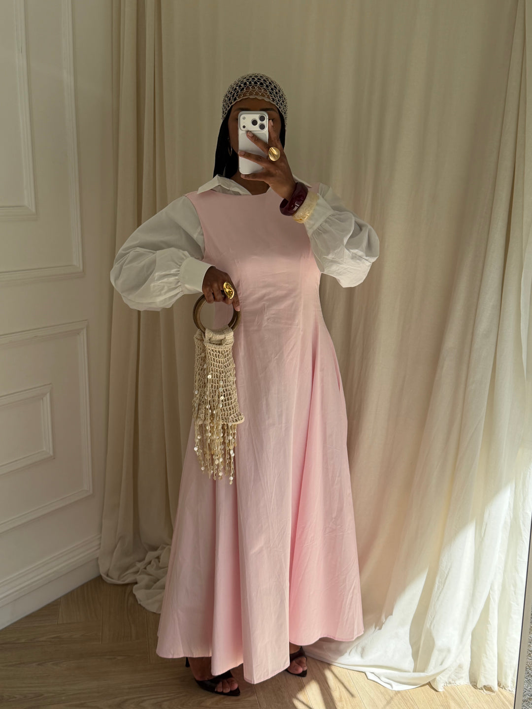 ROBE SANS MANCHES COTON ROSE