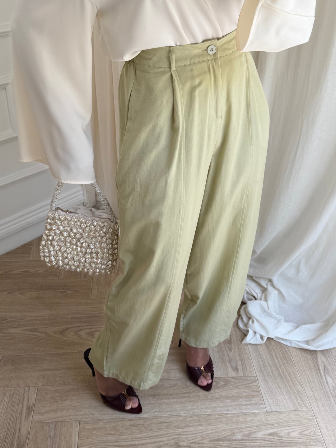 PANTALON FLUIDE COTON VERT