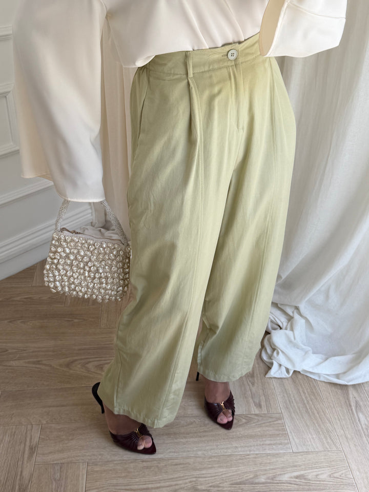 PANTALON FLUIDE COTON VERT