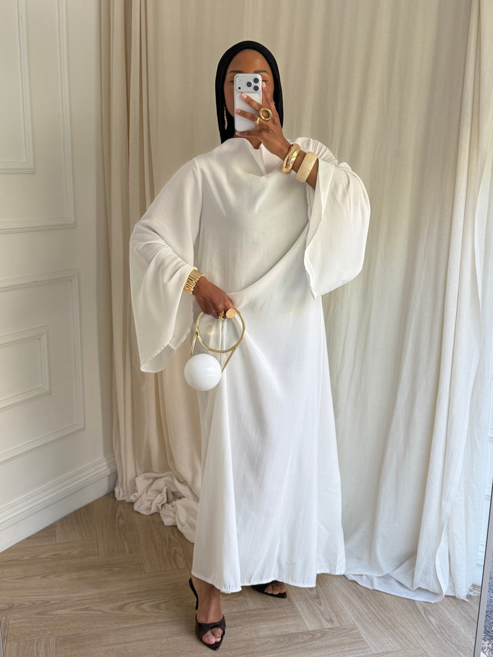 ROBE MANCHES ÉVASÉES BLANC