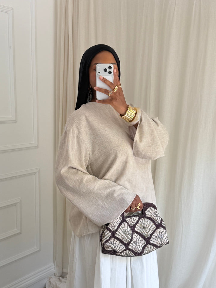 BLOUSE COURTE DOUBLÉE TOUCHÉ LIN