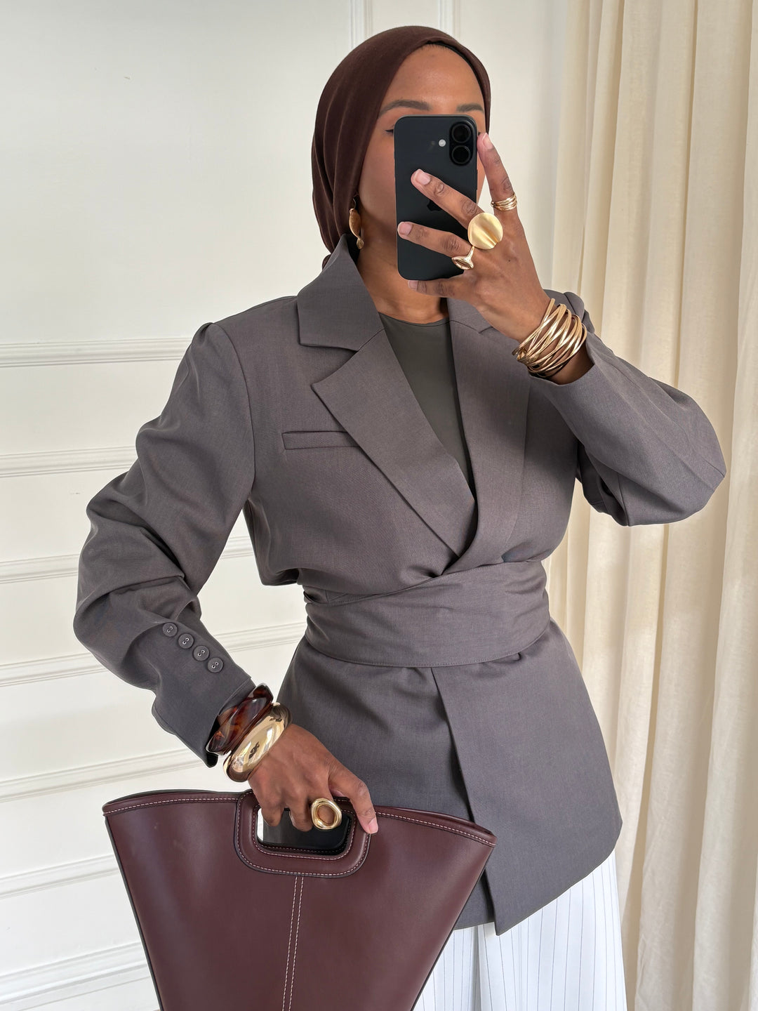 BLAZER PREMIUM CEINTURE GRIS FONCÉ