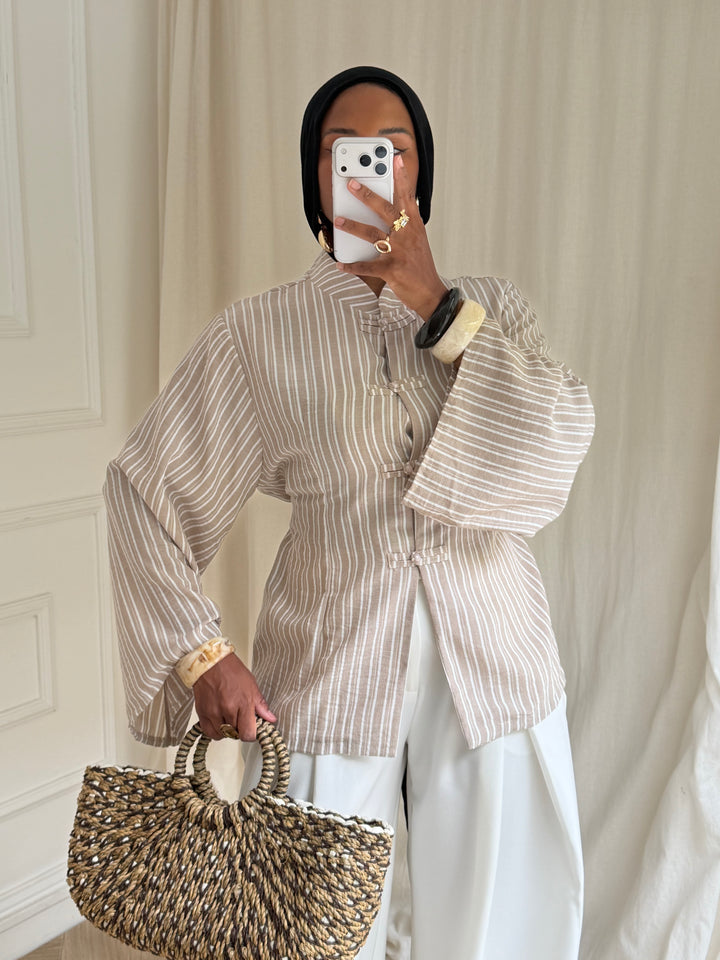 BLOUSE RAYURES HÉLA TAUPE