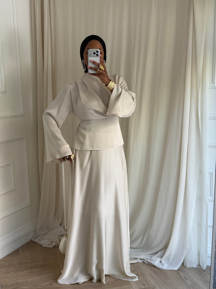 ENSEMBLE JUPE DRAPÉE BEIGE