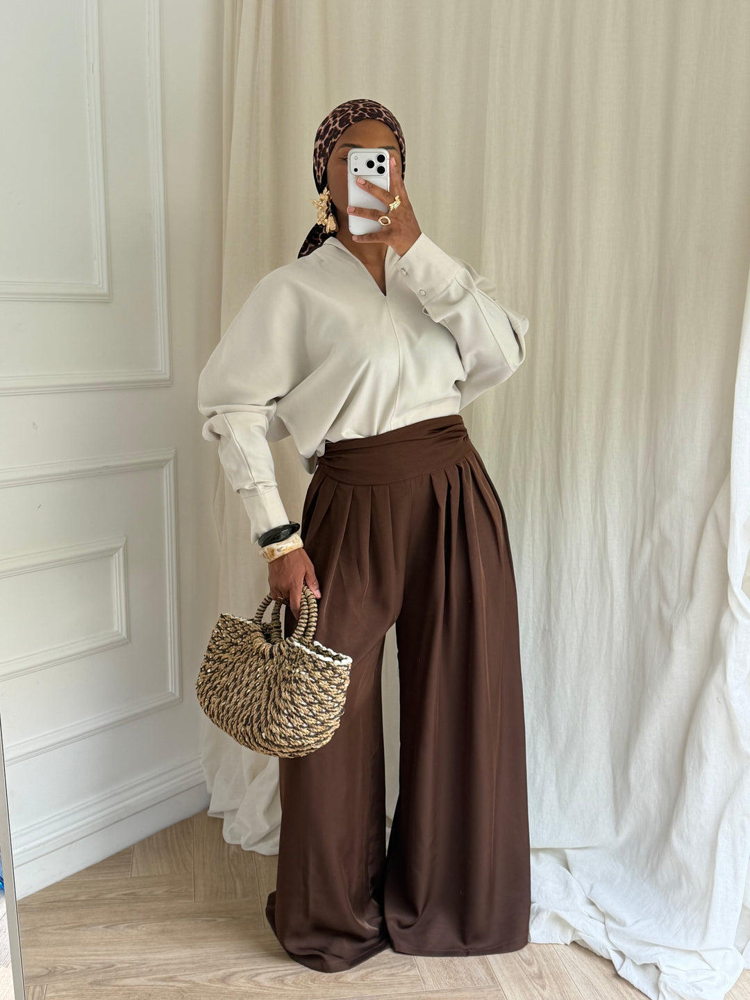 PANTALON LARGE MARRON
