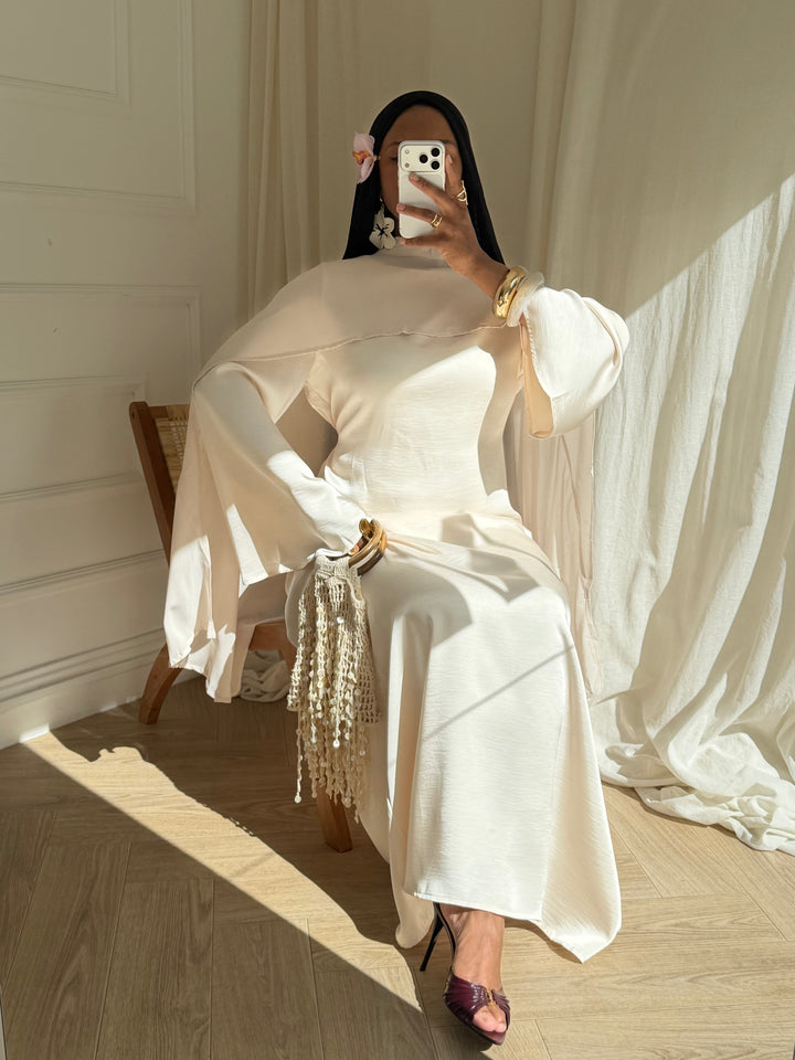 ROBE LUXE CAPE AMOVIBLE CRÈME
