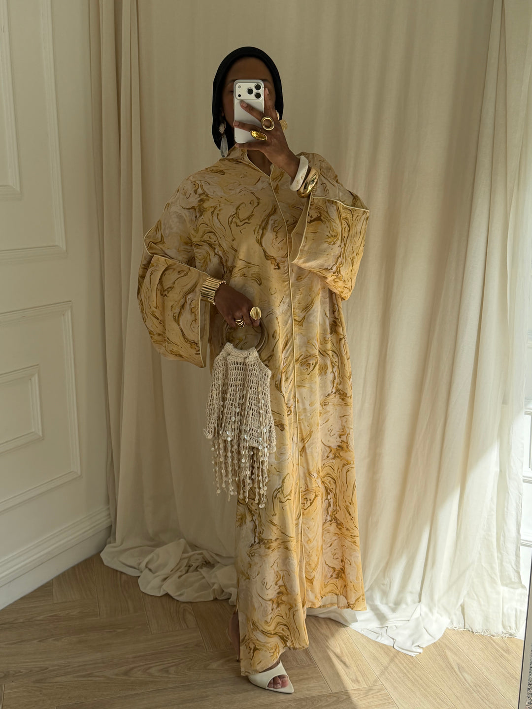 ROBE IMPRIMÉ À FENTE JAUNE