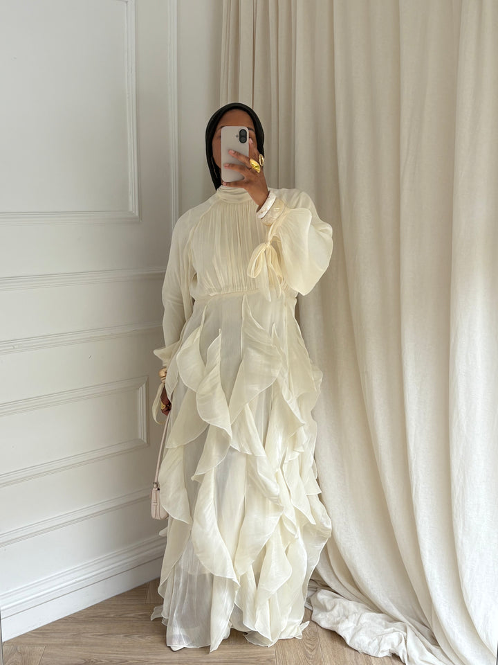 ROBE À VOLANTS CRÈME
