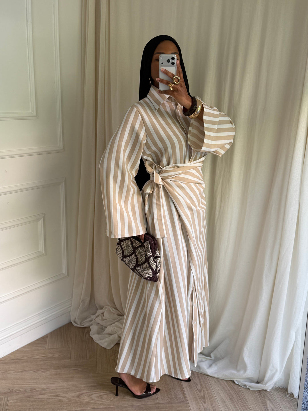 ROBE À RAYURES MAELYS BEIGE