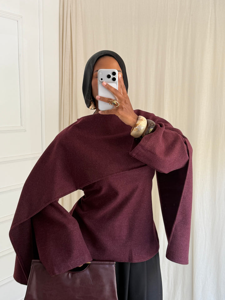 PULL CAPE AMELYS BORDEAUX