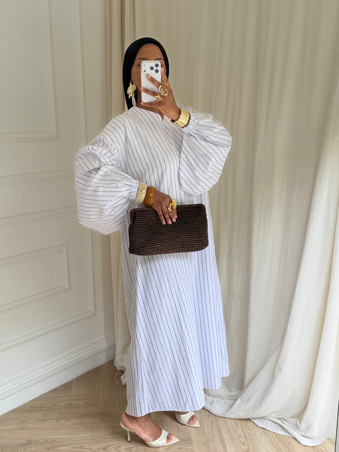 ROBE BOHO À RAYURES BLANCHE