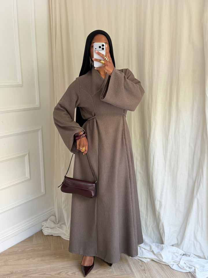 ROBE EN MAILLE TAUPE