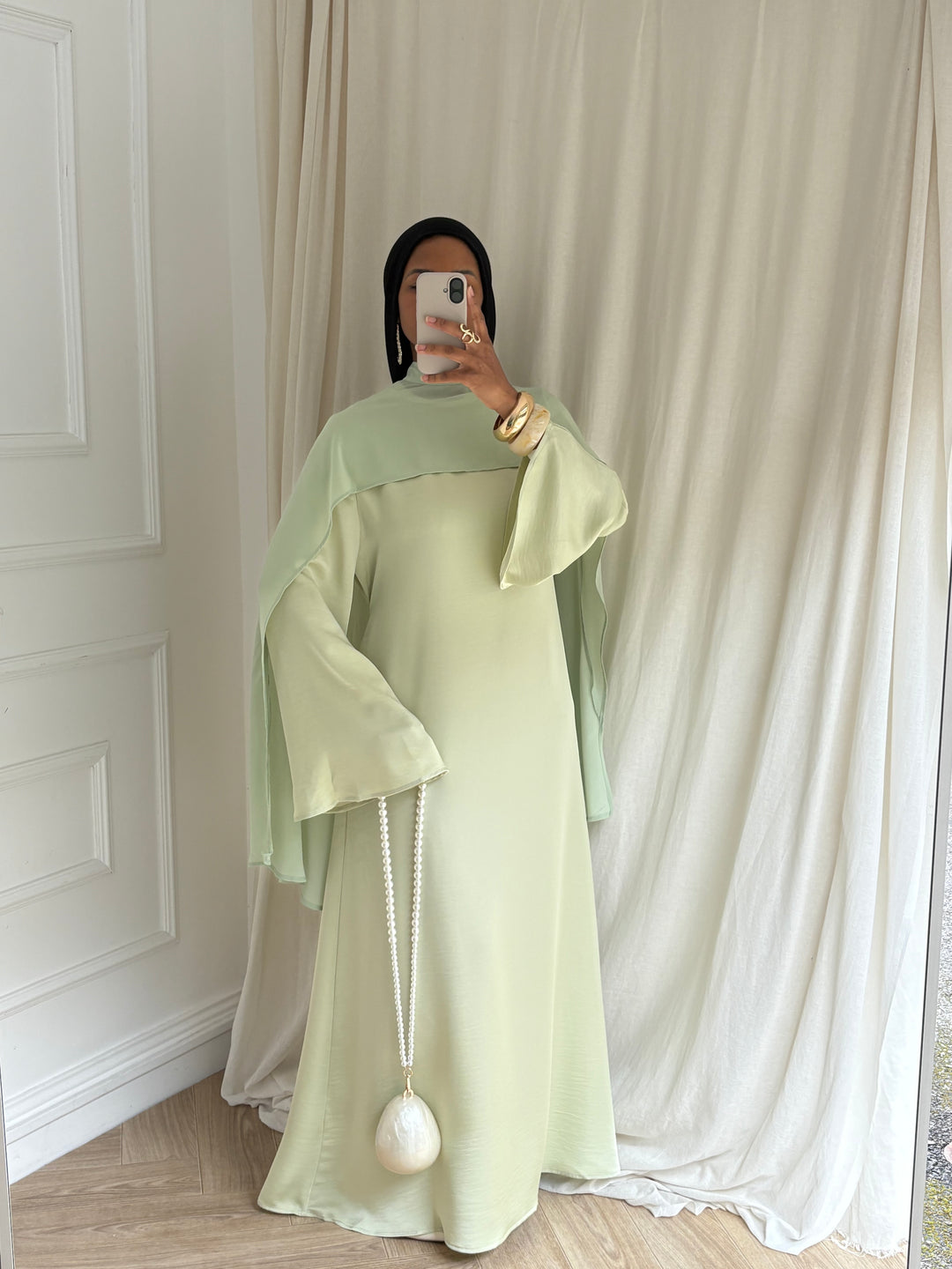 ROBE LUXE CAPE AMOVIBLE VERT D&
