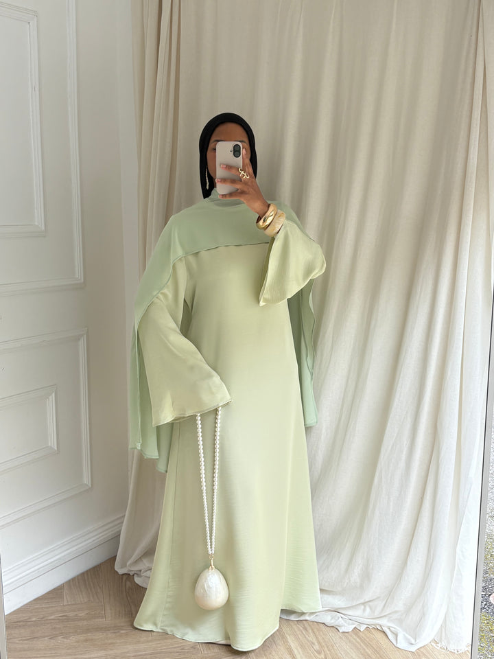 ROBE LUXE CAPE AMOVIBLE VERT D&