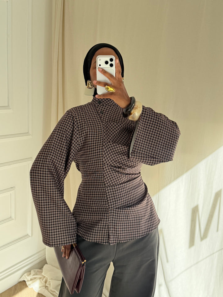 BLOUSE CINTRÉ VICHY
 NOIRE