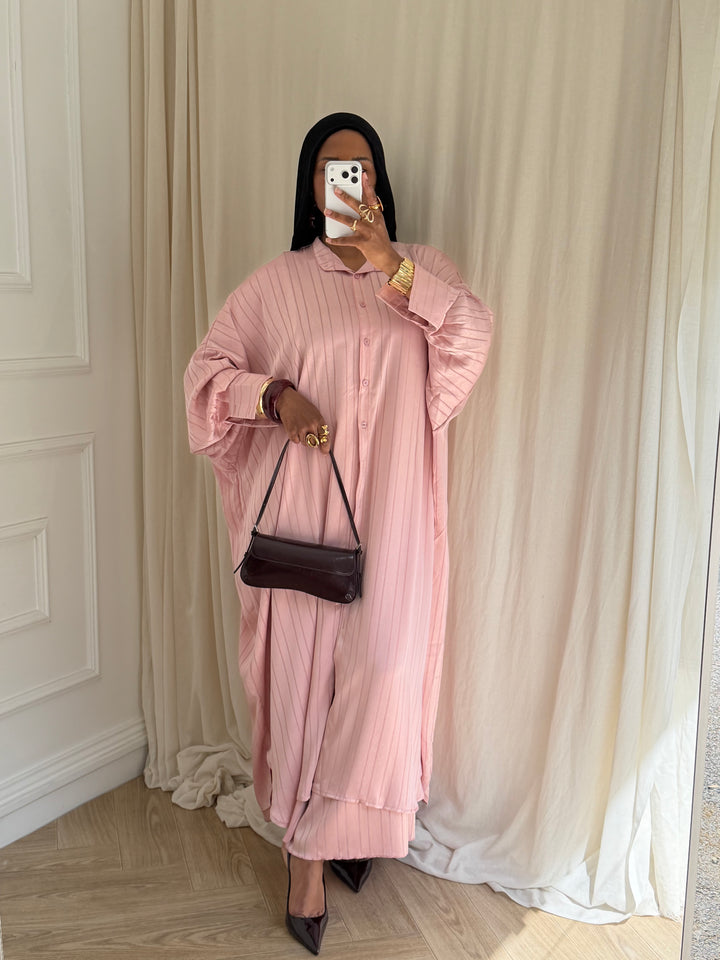 ENSEMBLE PANTALON SUPER LARGE ROSE