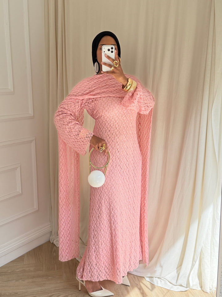 ROBE EN DENTELLE CORAIL