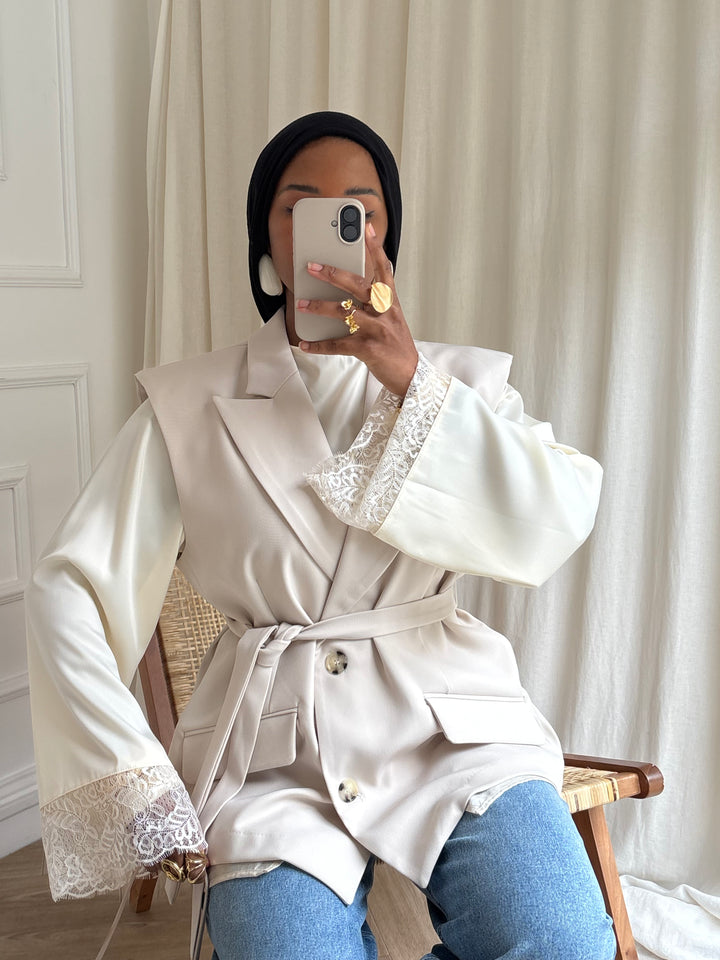 BLAZER PREMIUM SANS MANCHES HADA BEIGE