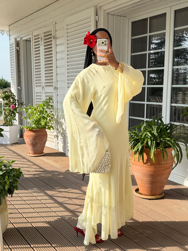 ROBE SIRÈNE VOILAGE LUXE JAUNE