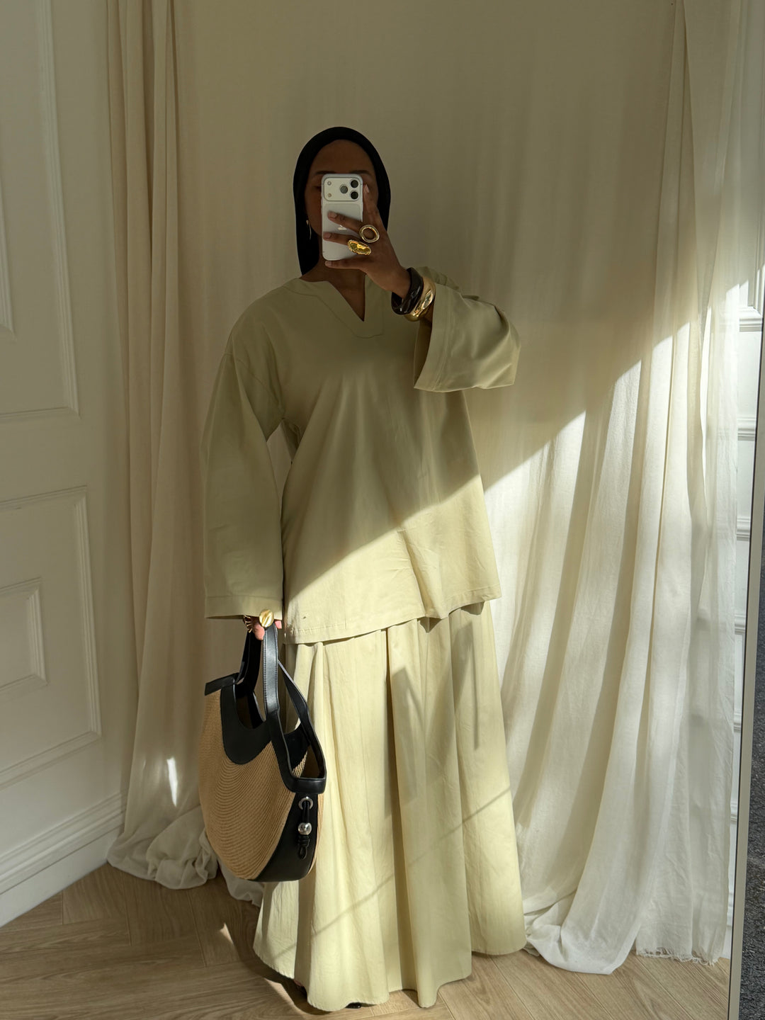 ENSEMBLE JUPE RIM VERT AMANDE