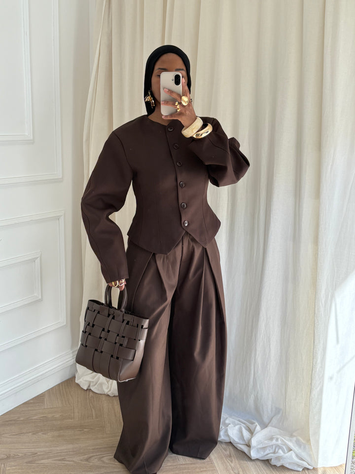VESTE COURTE GLAMOUR MARRON
