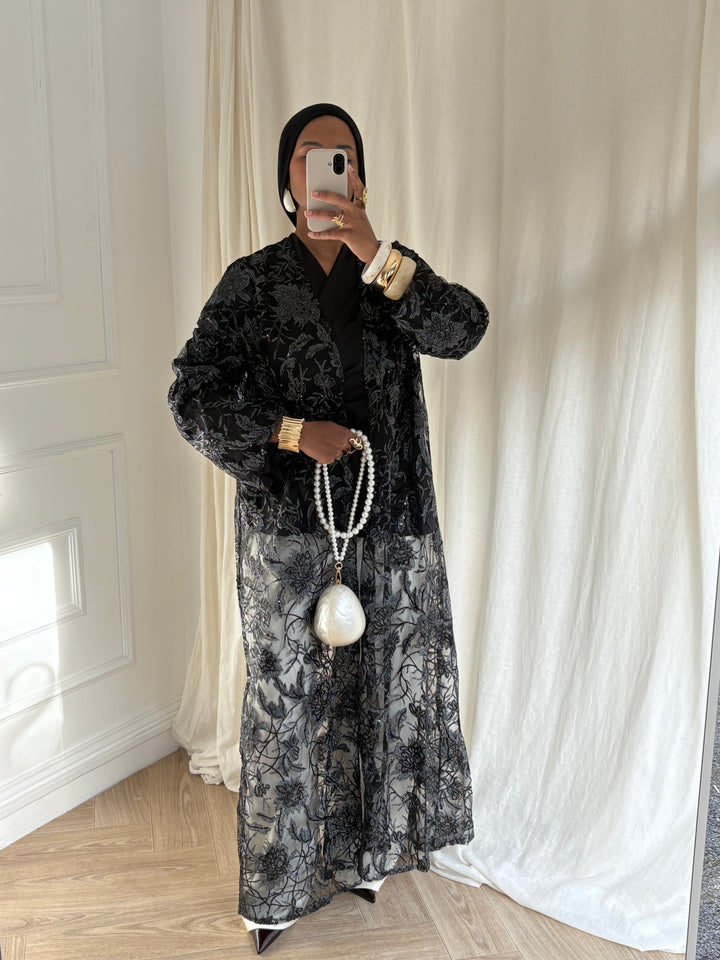 SET KIMONO GLITTER NOIR