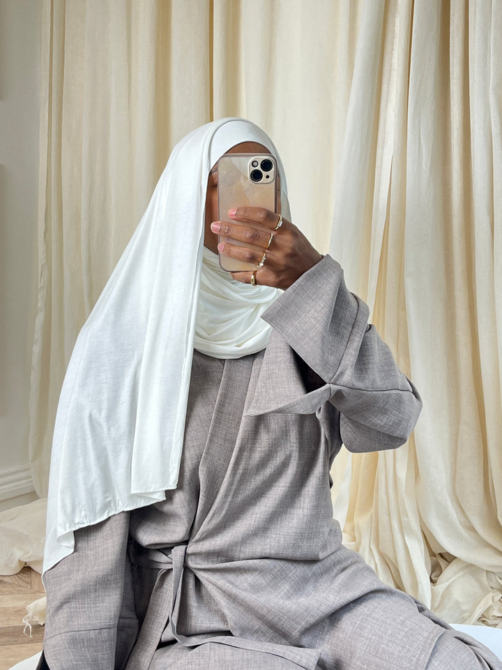 HIJAB PRET A ENFILER VISCOSE BLANC CASSÉ