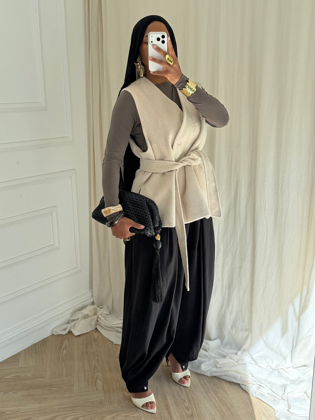 BLAZER PREMIUM SANS MANCHES LAINE BEIGE