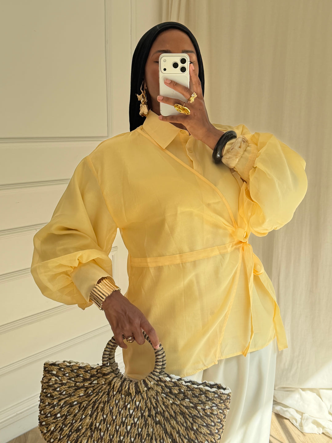 BLOUSE À NOUER JAUNE