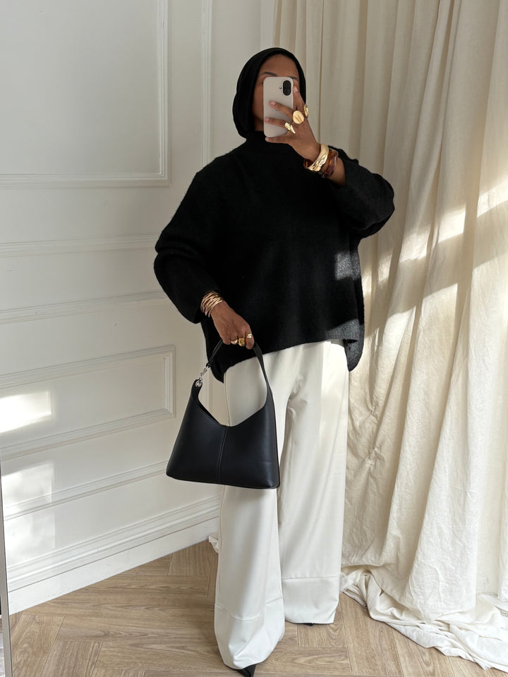 PULL COL MONTANT NOIR