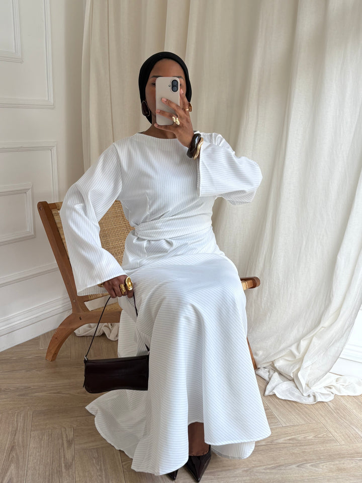 SET A RAYURES BLANC