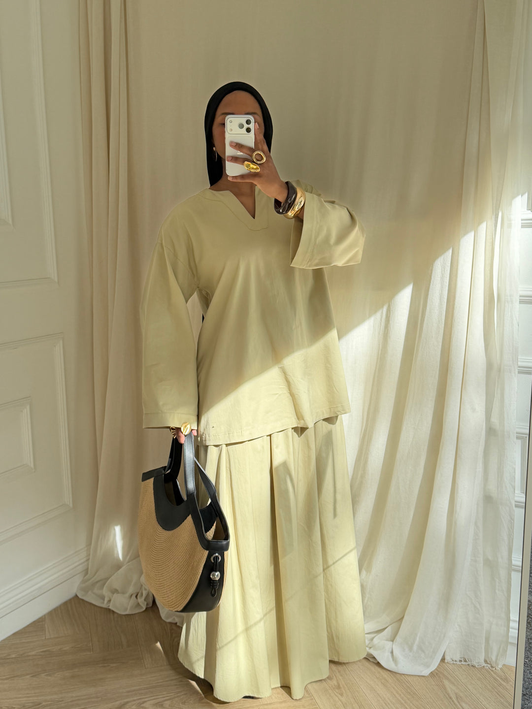ENSEMBLE JUPE RIM VERT AMANDE
