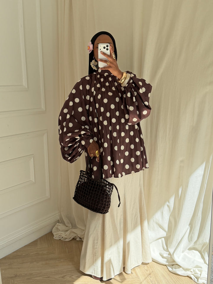 BLOUSE PLISSÉE PEAS CHOCOLAT