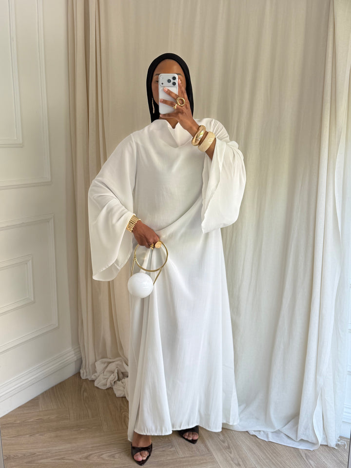 ROBE MANCHES ÉVASÉES BLANC