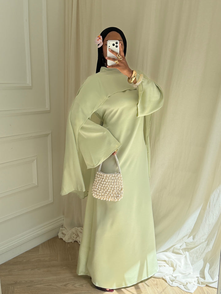 ROBE LUXE CAPE AMOVIBLE VERT MENTHE