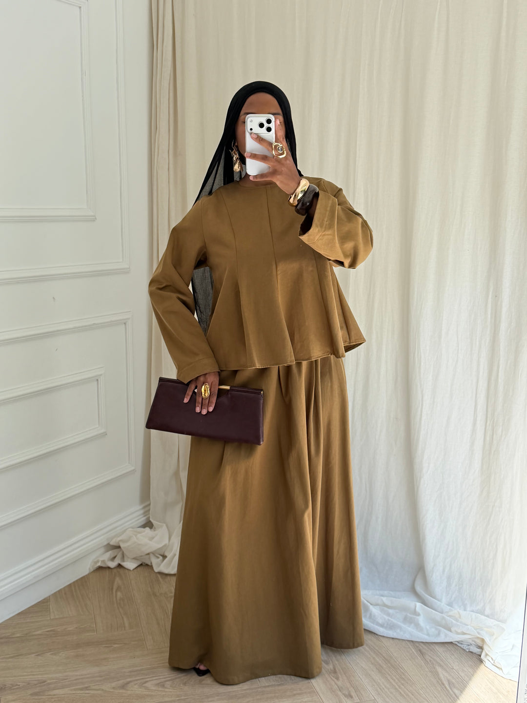 ENSEMBLE JUPE COTON OLIVE