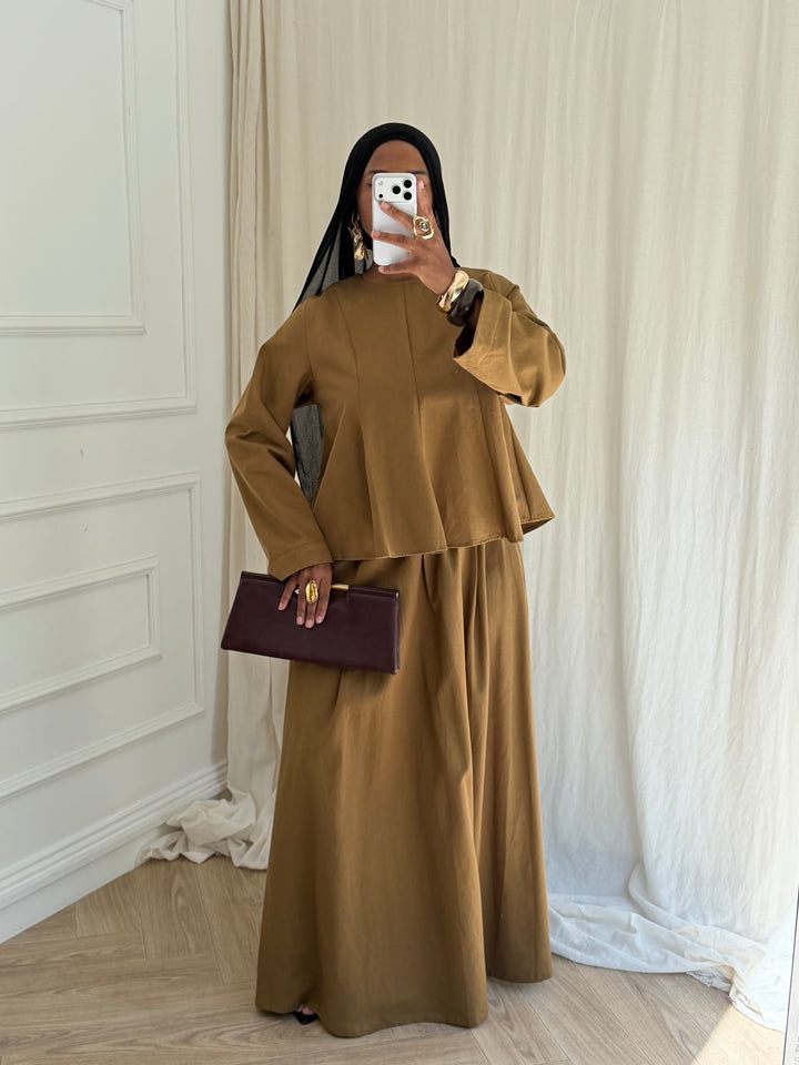 ENSEMBLE JUPE COTON OLIVE