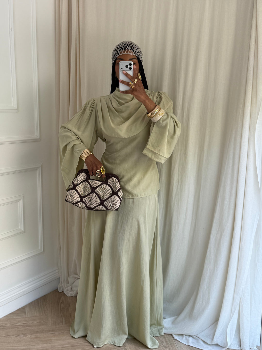 ENSEMBLE HANNA VERT AMANDE